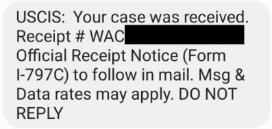 USCIS 通知簡訊